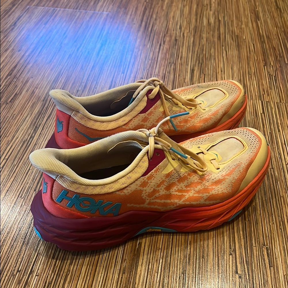 Hoka Speedgoat 5 Orange and Red Running Shoes